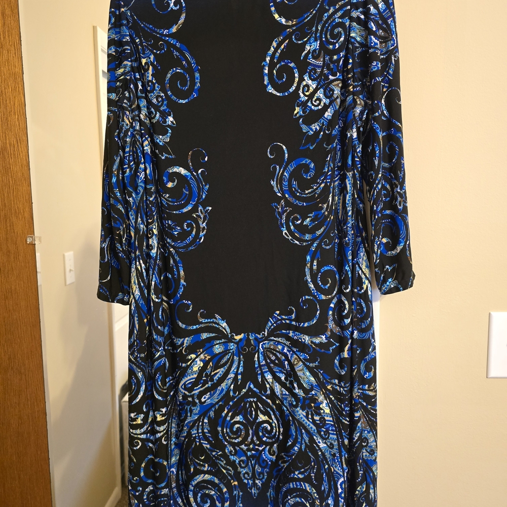 London Style Black and Blue Swirl Dress